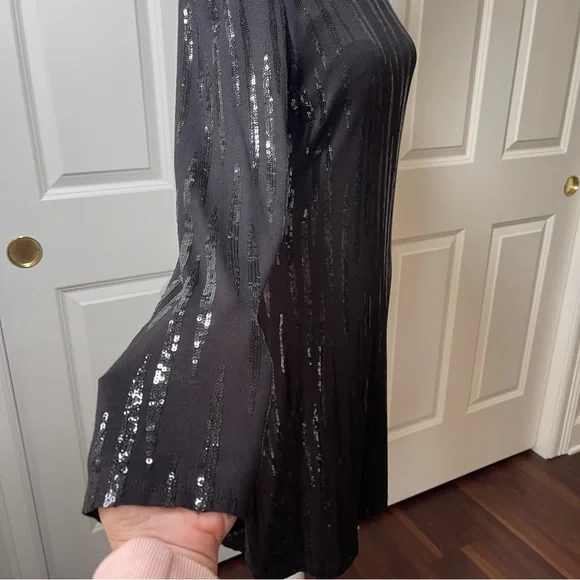 NWT Karen Kane Starlight Black Sequins Sheath Dress Long Sleeve XL - Picture 5 of 16